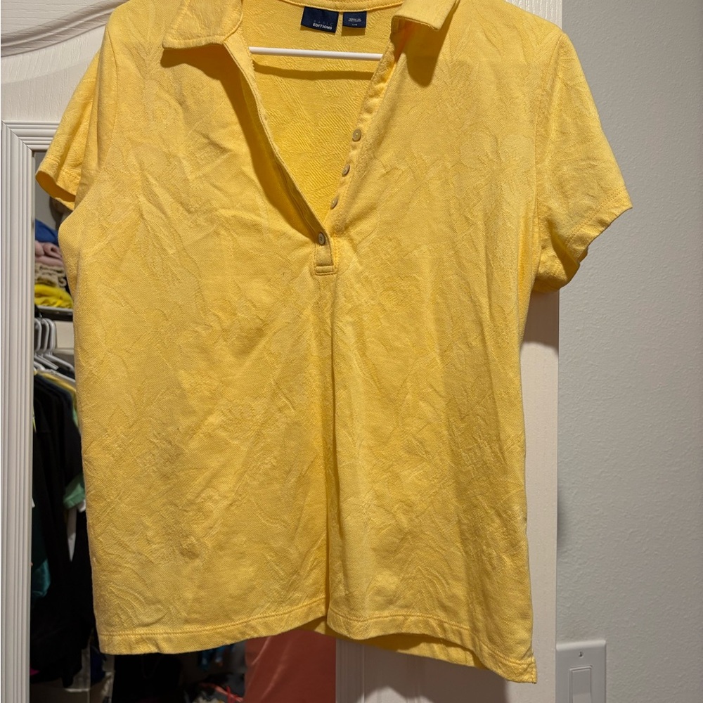 Basic Editions Yellow Textured Polo